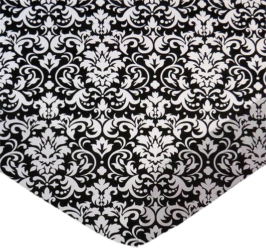 SheetWorld Baby Fitted Large Pack N Play Sheet 29.5 x 42 inches, 100% Cotton Woven Sheet, Unisex Boy Girl, White Damask, Made in USA