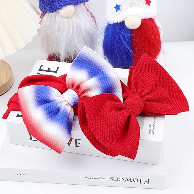 4th of July Newborn Hair Accessories: Toddler Bows, Infant Cheer Bows, Head Wraps, Red Headband - Gifts for Baby Girls