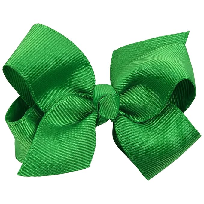 3 Inch Baby Girl Hair Bows Boutique Hair Clip Teens Toddlers Hairpin Headwear - Set of 2 (Green)