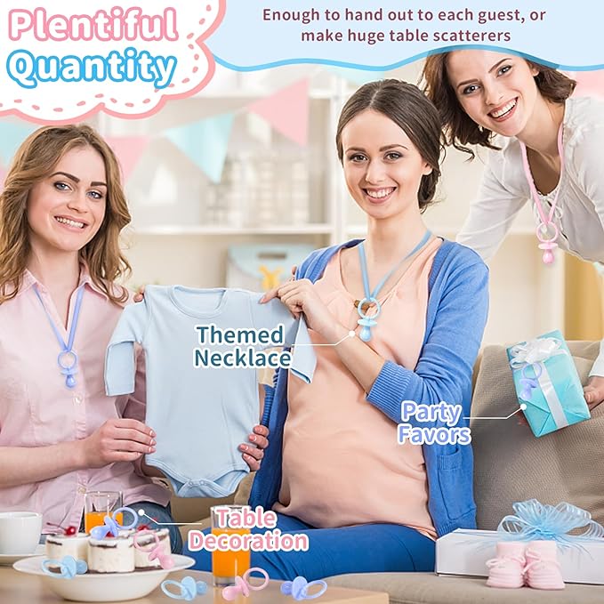 36 Plastic Pacifiers for Baby Shower Game, 2.75’’ Baby Shower Pacifiers, Blue Pacifiers for Baby Shower Decoration DIY, Gender Reveal Party Table Scatter/Baby Shower Party Favors(Blue&Pink)