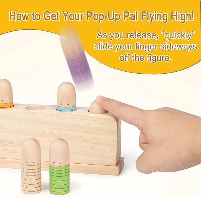 ALLABC Baby Pop Up Doll Cause and Effect Toys for Kids Ages 3-5 Preschool Games Wooden Montessori Toys for Toddlers 1-2-3