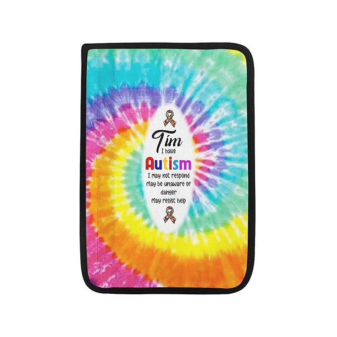 I Have Autism Colorful Personalized Name Autism Awareness Seat Belt Covers Special Need Autistic Car Seat Belt Covers for Boys Medical Alert 24