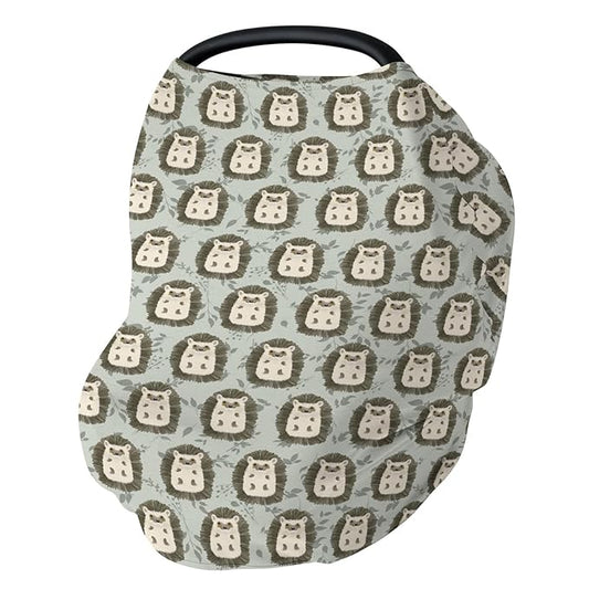 Watercolor Hedgehog Green Leaves Baby Car Seat Covers Cute Hedgehogs Stretchy 5-in-1 Cover Adjustable Infant Carseat Canopy Cover Spring Animals Breathable Nursing Cover-Up