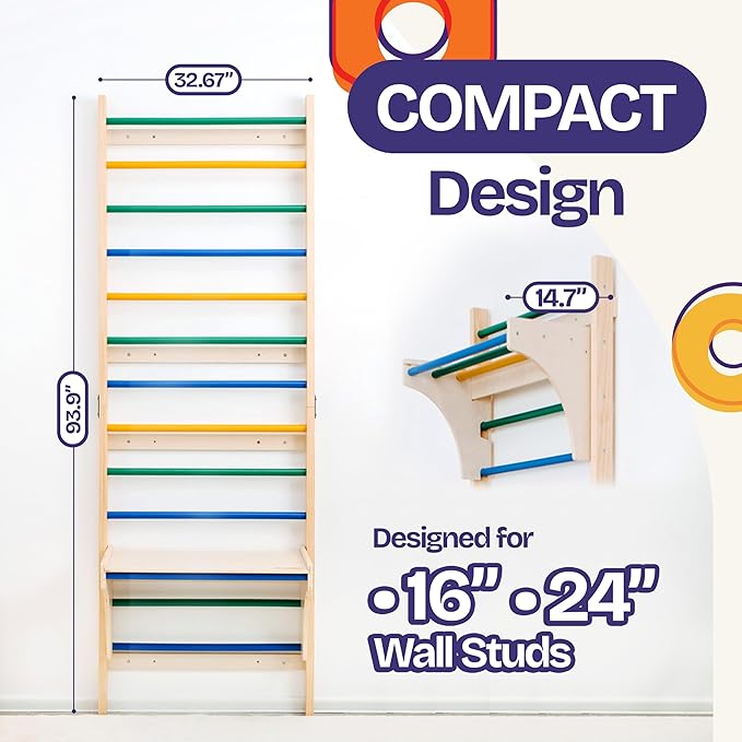 ComfyBumpy Swedish Ladder with Convertible Play Table | Montessori Climbing Set for Kids, Indoor Playground & Jungle Gym - Wall Climbing Toy for Active Play & Table for Focused Play (Set of 1)