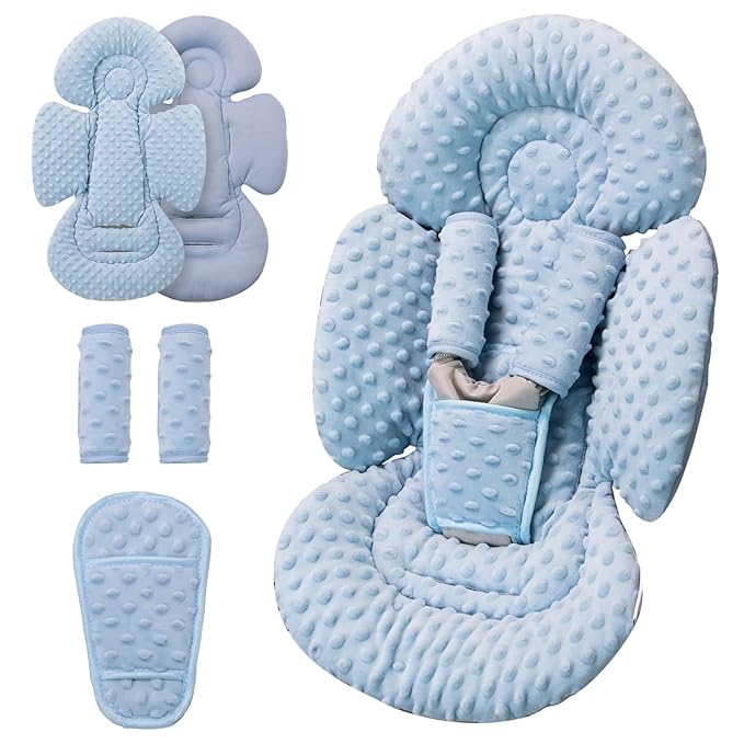 Generic Infant Insert Compatible with Mamaroo Swing & Graco Swing and Infant Car Seat, Newborn Insert Baby Head Body Support, Reversible Design, Breathable Soft Fabric, 1Pcs - Dots, Dark Blue