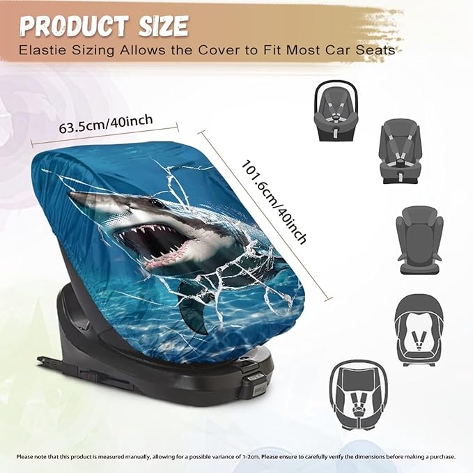 XYZCANDO Shark Infant Car Seat Cover for Summer Cartoon Car Seat Covers for Babies Washable Baby Car Seat Shade Cover Elastic Car Seat Sun Cover for Baby Car Accessories Gift for Holiday