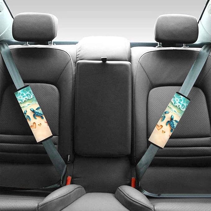 Sea Turtle Automotive Seat Belt Pads Sea Turtle Safety Belt Strap Shoulder Pad Universal Safety Strap Cover for Auto SUV Truck Airplane Backpack 4 Packs Car Seat Belt Cover Pad