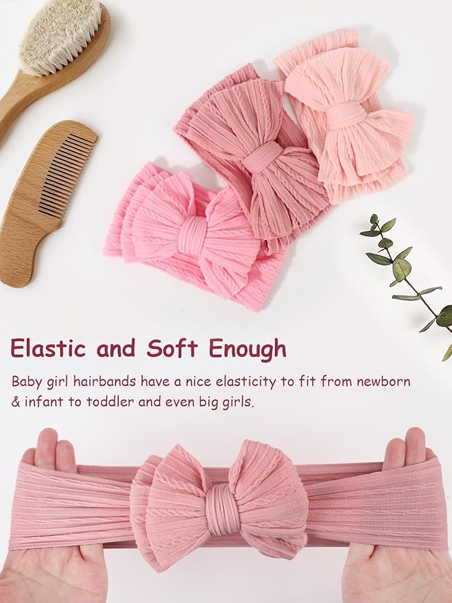 AQOKKA Baby Bows Headbands Nylon Baby Girl Headbands Soft Handmade Hairbands Toddler Hair Accessories for Girls Baby Newborn Infant Kids