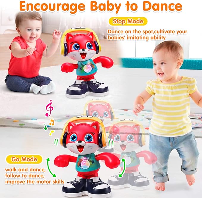 Baby Toys, Dancing Cat for Baby Boys & Girls with Music & Recording, Kids Interactive Early Learning Educational Toddler Toys for 2 3 Year Old Boys Girls with Sound Lights Effect Birthday Xmas Gift