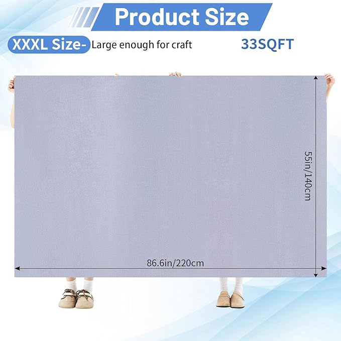 Drydiet 55x86 Inch Extra Large Craft & Painting Floor Mat - Waterproof Non-Slip PVC Art Rug, Floor Protector for Easel Painting Pottery Messy Projects, Washable Roll-up Spill Mat(Gray, Plain)