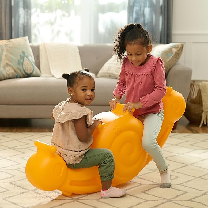 Step2 Seesaw Snail Kids Teeter Totter, Indoor/Outdoor Rocking Rider Toy, Fits 2 Toddlers, Ages 18 Months–3 Years, Mango