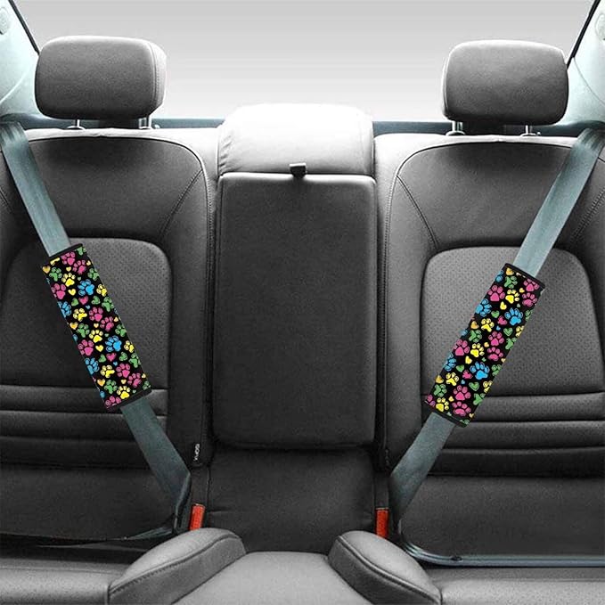 Seat Belt Cover Pad for Kids 4 Pack Dog Paw Prints Soft Car Seat Shoulder Strap Pads Seatbelt Straps Cover Seatbelt Covers Compatible with Most Car Neck Protector