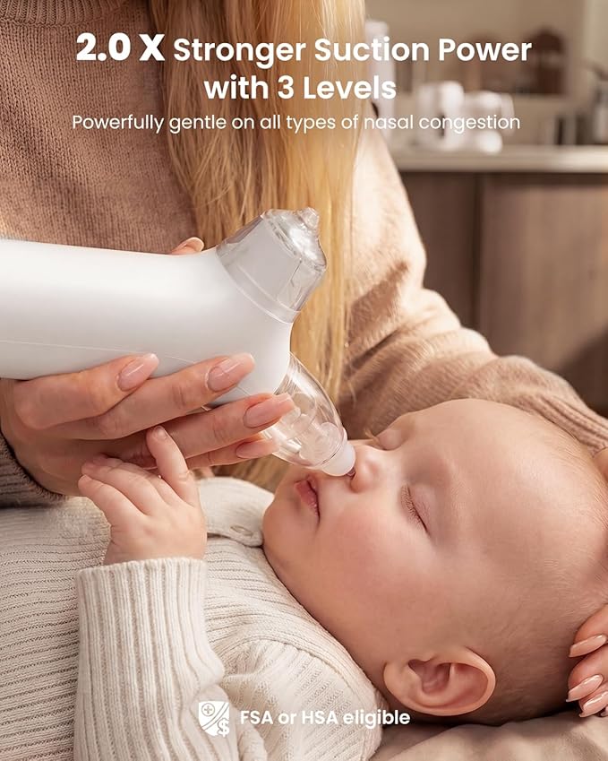 GROWNSY SniffEase Spa 3-in-1 Nasal Aspirator for Baby – Spray, Suction & Mist, Hospital-Grade Powerful Electric Nose Suction with Soothing Light & Music, Larger Chamber (Grey)