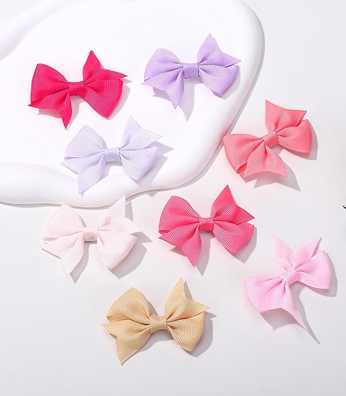 ALinmo Baby Hair Clips 60PCS - 2" Fully Lined Tiny Hair Bows Alligator Clips for Infants and Toddlers in Pairs