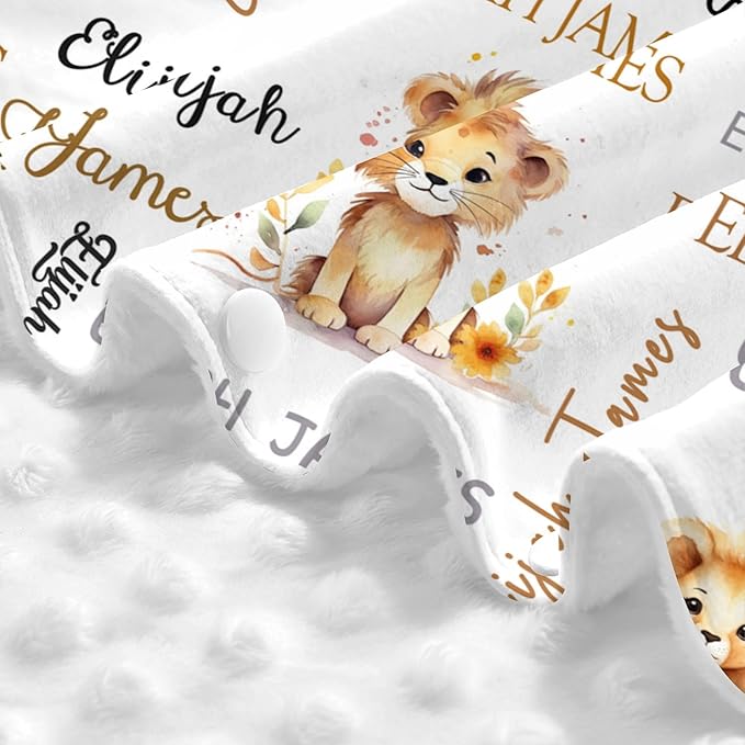 Personalized Baby Car Seat Canopy Minky Lion Baby Blanket Custom Name Baby Car Seat Cover Girls Boys Infant Newborn Carseat Canopy Nursing Cover for Stroller Car Seat Canopies