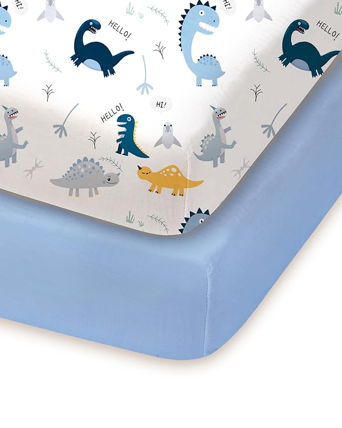 Pack and Play Sheets Fitted 2 Pack, 38x26 Graco Pack n Play Sheets for Playard & Travel Crib Mattress, Ultra Soft Jersey Knit, Breathable Stretchy Deep Pocket, Compatible with Mini Cribs
