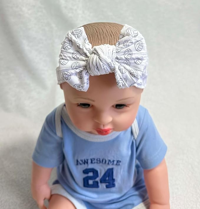 Baby Baseball Headband with Bow Headwear Sport Soccer Headband Bowknot Wide Hair Band Football Hair Bow for Toddler Infant TSFD55 (Volleyball Pattern)