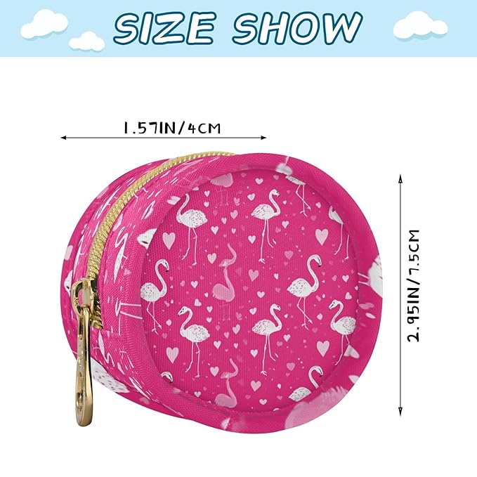 Pacifier Holder with Clip Pacifier Case for Diaper Bag Round Baby Pacifier Pouch Box Bag Portable Hot Pink Flamingos and Hearts