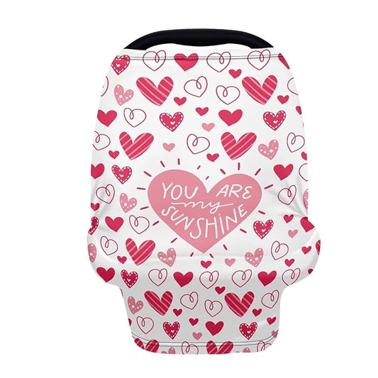 Sunshine Love Print Baby Carseat Cover Multi Stroller Canopy,Valentine's Day Theme Privacy Nursing Breastfeeding Cover Scarf Skin Friendly