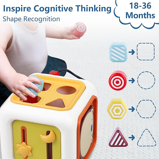 iPlay, iLearn Baby Learning Activity Cube, Montessori Sensory Toys for Toddlers 1-3, Infant Educational Busy Center, Travel Carseat Toy, Birthday Gifts for 6 9 12 18 Month, 1 2 3 Year Old Boys Girls