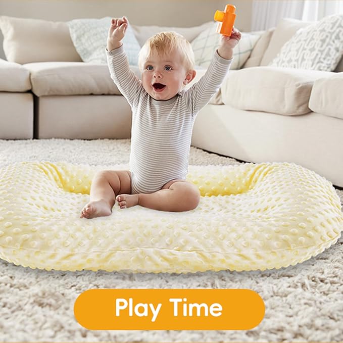 Baby Lounger for Newborn,Baby Play Mat Tummy Time Soft and Breathable Cotton for Playtime & Learnning,Babies Essentials Gifts Home Travel 0-12 Months(Yellow Bean)