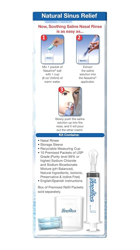 Squip Nasaline Nasal Rinsing System with 10 Premixed Saline Packets