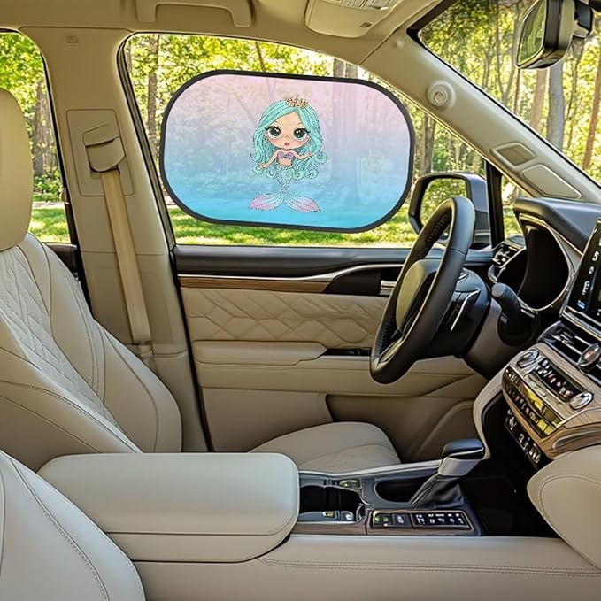 Bulopur Cute Mermaid Scale 2 Pack Window Shades for Car Glare Shield Protection Car Shades Back Windows Baby Car Interior Automotive Universal Fit Mesh Car Window Shades