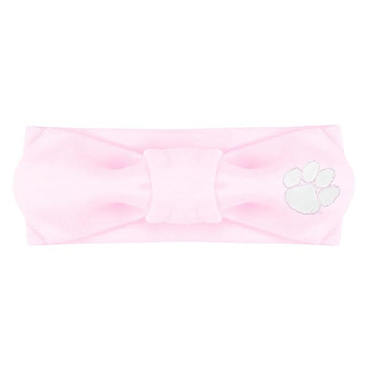 Creative Knitwear Clemson Tigers Infant Girls Pink Solid Hair Knot Headband Embroidered Logo - Size Newborn - 4T