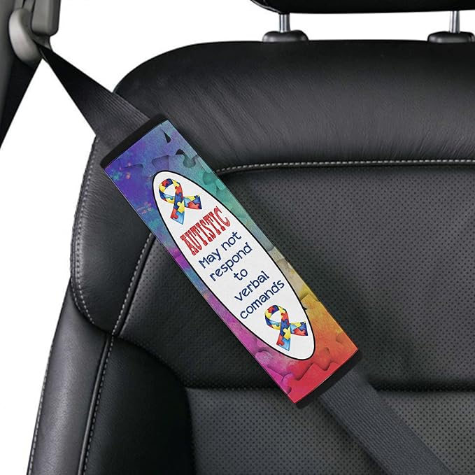 Autistic May Not Respond Seat Belt Cover Special Need Autistic Car Seat Belt Covers for Kid Children Autsim Awareness Medical Alert Seat Belt Cover 2