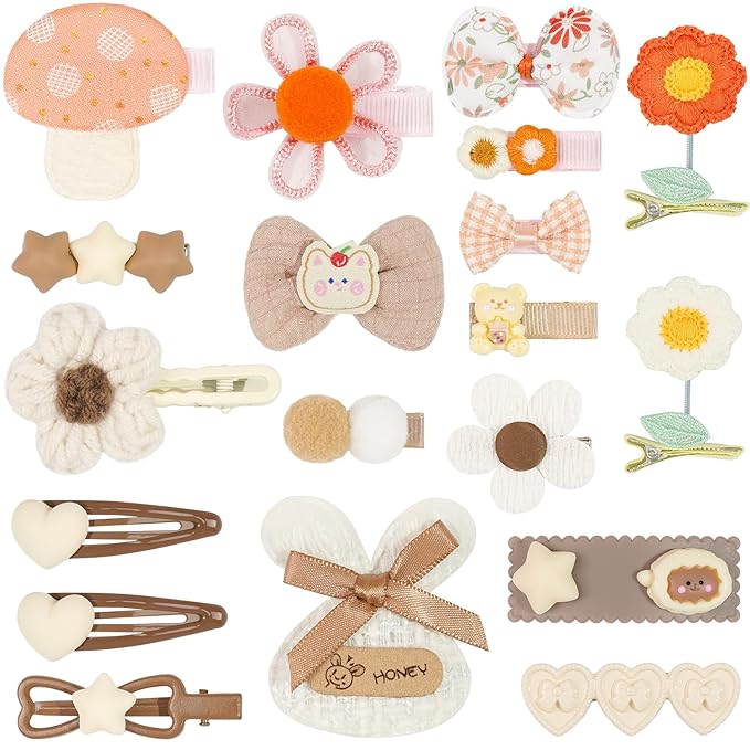 Hair Clips for Girls 19 Pcs Assorted Barrettes for Kids Spring Flower Bows Heart Cute Hair Accessories for Little Girls Teens Toddlers Child Kids Gifts