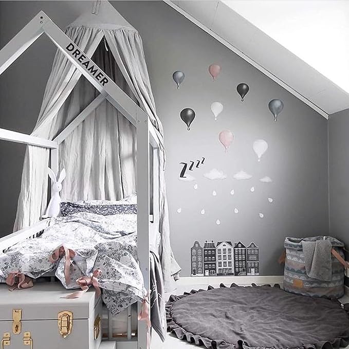 ABREEZE Baby Cotton Play Mat Soft Crawling Mat Detachable Washable Game Blanket Floor Playmats Kids Infant Child Activity Round Rug Home Room Decor,Light Grey