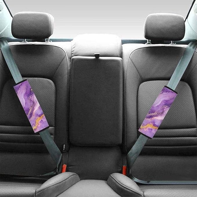 Seat Belt Cover,Purple Marble Soft Car Seat Belt Pad Cover Seat Belt Shoulder Pads for Adults Kids Set of 2 Universal Fit