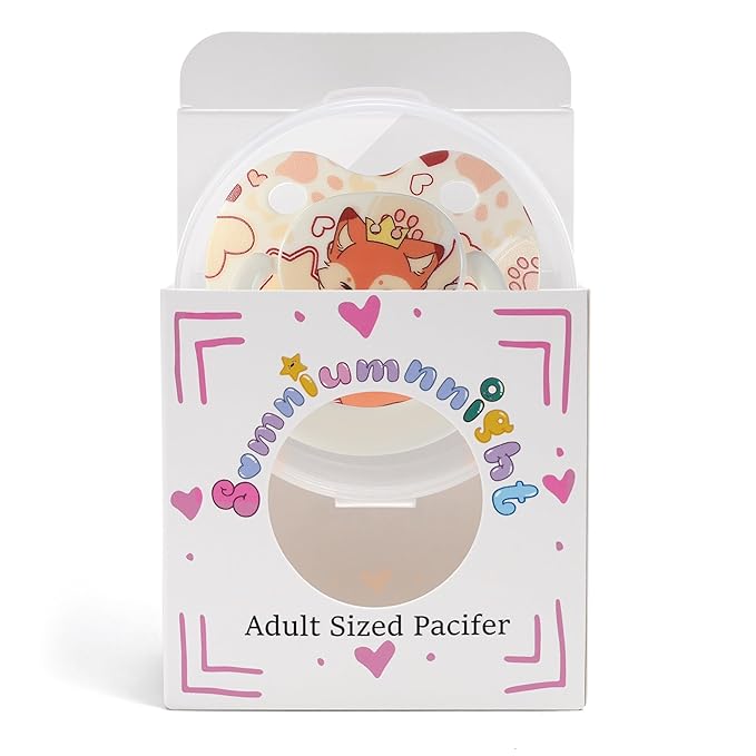 Big Size Adult Pacifier for Anxiety: Cute Paci Large Shield for Sleep - Silicone Binky Autism Toys with Case White