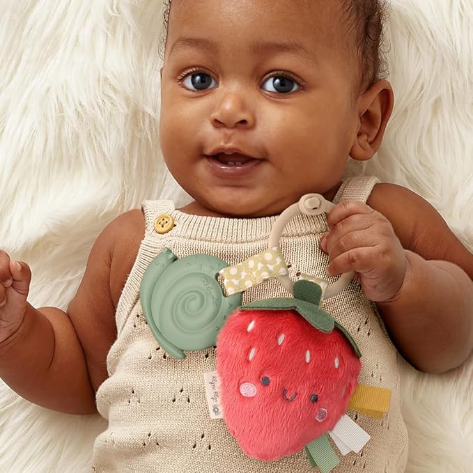 Itzy Ritzy Toddler Backpack with Adjustable Straps, 2 Side Pockets & Spacious Interior plus Itzy Pal Infant Toy & Teether with Lovey, Crinkle Sound & Silicone Teether
