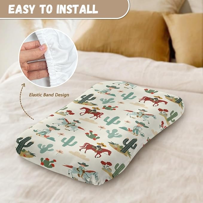 Western Cowboy Baby Lounger Cover Cactus Print Infant Newborn Lounger Covers 31.5'' x 21.3'' Soft and Breathable Baby Nest Slipcover for Boys Girls
