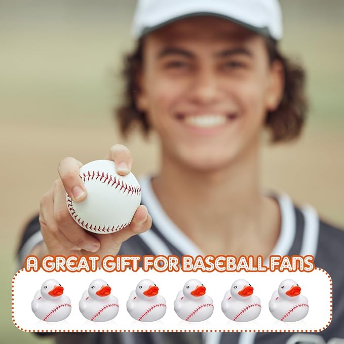 Deekin Rubber Ducks 2 Inch Bulk Sport Party Favors for Team Events Decorations Birthday Party Supplies Club Player Gift(50 Pcs,Baseball)
