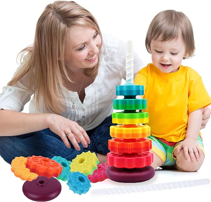 BYFWH Baby Spin Stack Toy,Premium Stacking Toy for Kids, Spinning Stacking Toy for Babies and Toddlers,Educational Toddler Learning Toy,Baby 1 2 3 Birthday Gifts,Autism Sensory Spinning Toy