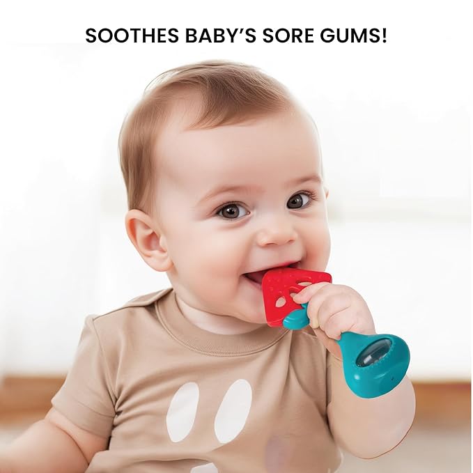 Lulyboo Watermelon Silicone Rattle Teether for Babies - BPA-Free, Food-Grade Textured Silicone Gums Soother with Gentle Rattle Ergonomic Design for Small Hands, Sterilization Safe, Dishwasher Friendly