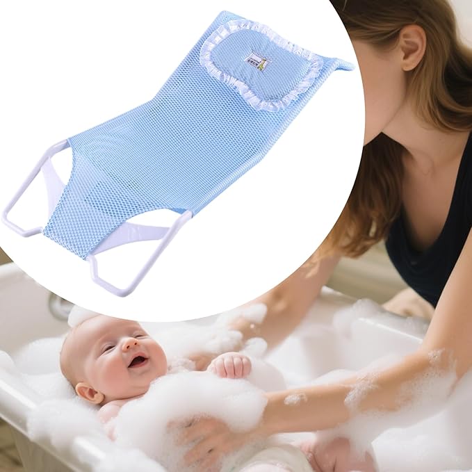 Bathroom Shower Support Seat Pad 58x28x4.2 Cm Baby Bath Support Net PP and Mesh Adjustable Antiskid Bathing Net Cushion Comfortable Soft Cushion for 0-6 Months Old Toddler Girls