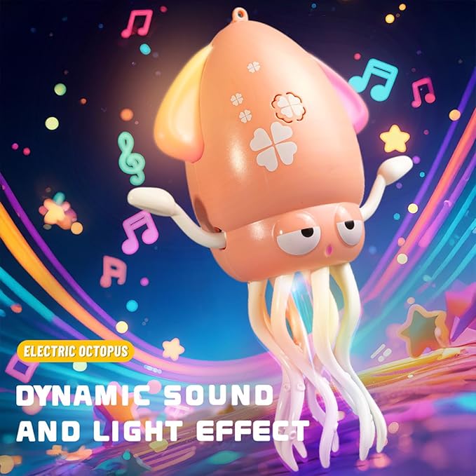 Qxbuhe Dancing Octopus Toy,Smart Tentacle Explorer,Crawling Dancing Automatic Obstacle Sensor Toys,Electric Crawling Octopus with LED Lights & Music (Green)