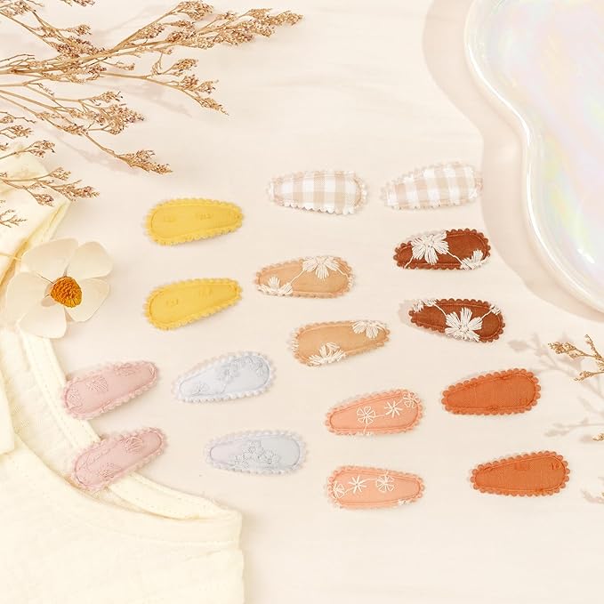 CÉLLOT 42Pcs Baby Hair Clips, Infant Girl Hair Accessories, 1.5" Mini Hair Clips, Printed Anti-Slip Snap Barrettes, Waterdrop Design Hairpins, Toddler Girl Hair Accessories（B）