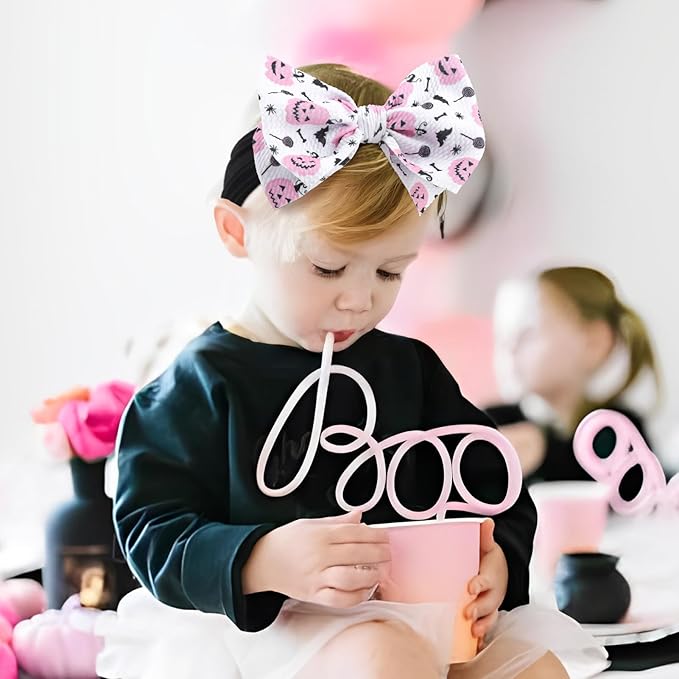 Halloween Baby Girl Bows Headbands with Bows for Newborn Elastic Nylon Halloween Hairbands Hair Accessories 2 PCS