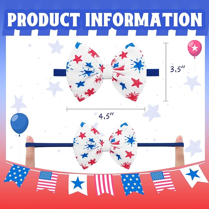4th of July Baby Girl Bows Hair Accessories Toddler Fourth of July Red White and Blue Bows Flag Patriotic Headband Girls