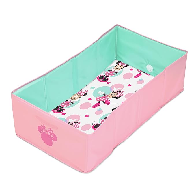 Disney Baby Minnie Mouse Tuckaway Toddler Folding Tub, Converts Shower to Bathtub, Folds to Store, Easy to Clean, Portable Baby Bathtub for Travel, 12M-5Y