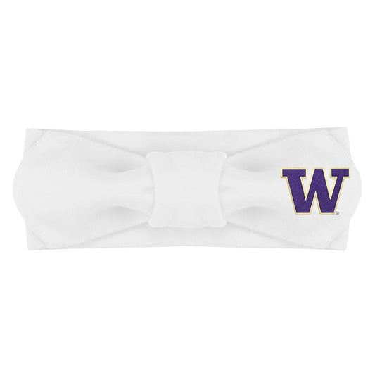 Creative Knitwear Washington Huskies Infant Girls White Solid Hair Knot Headband Embroidered Logo - Size Newborn - 4T