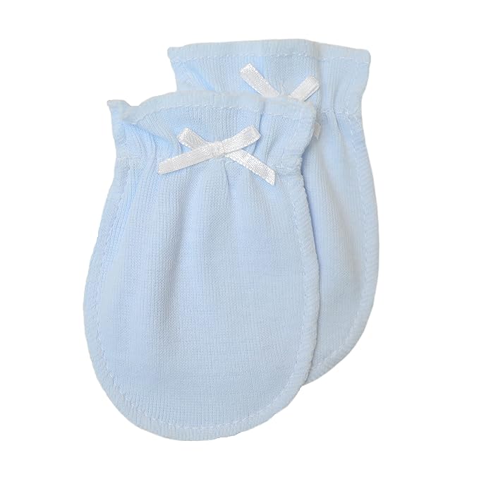 TL Care Newborn Baby 100% Cotton Scratch Free Mittens, for Boys
