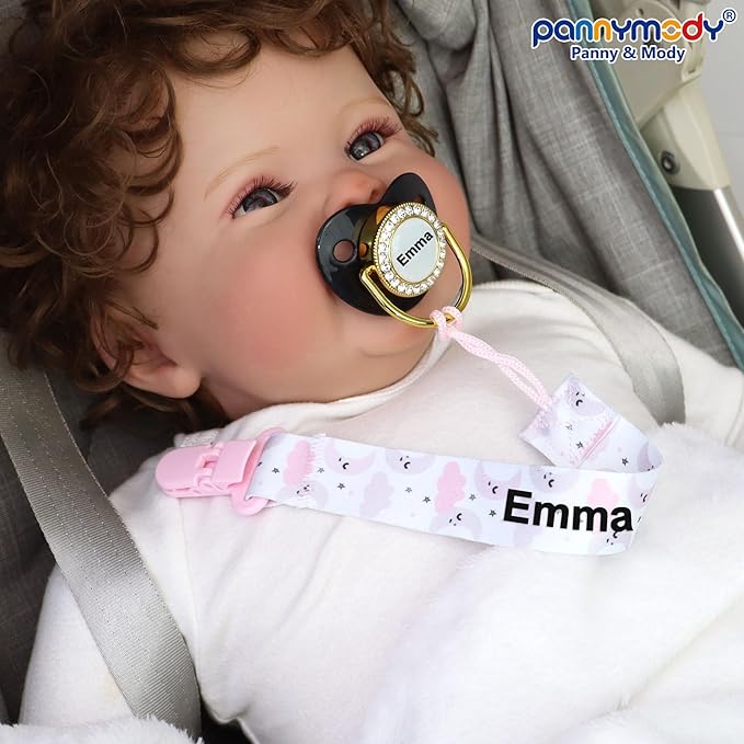 Personalized Name Natural Rubber Pacifiers, Customized Pacifiers with Name, Ages 3-18 Months，Pack of 3