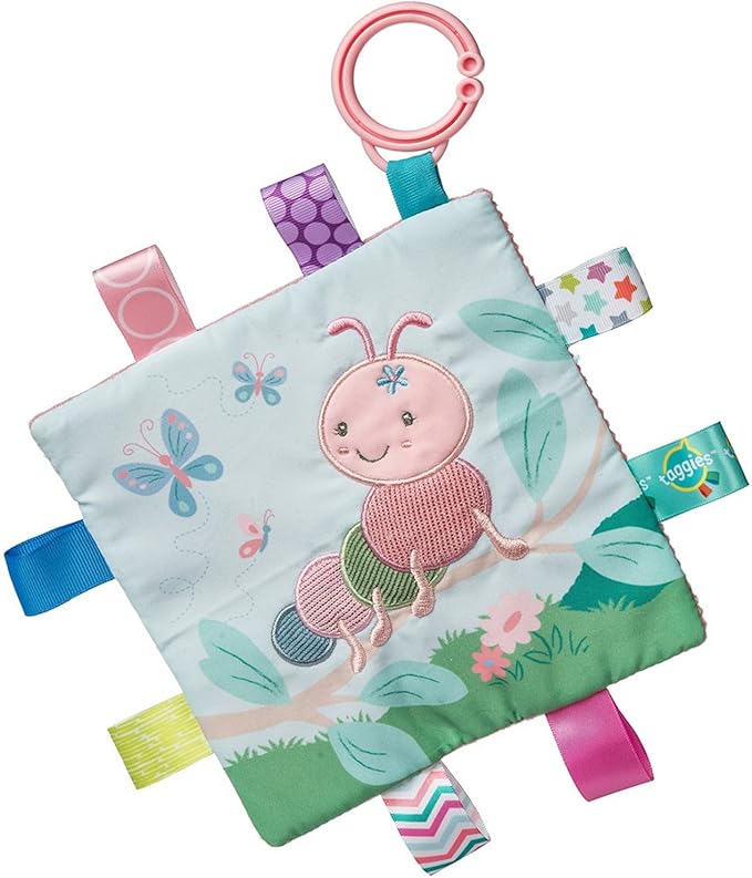 Taggies Crinkle Me Toy with Baby Paper & Squeaker with Sensory Tags, 6.5 x 6.5-inches, Camilla Caterpillar