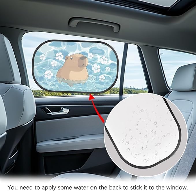 Bulopur 2 Pack Floral Capybara Window Shade Baby in Car Glare Shield Protection Cute Side Window Screens Easy to Install UV Protection Breathable Universal Fit