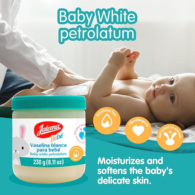 Jaloma Baby Petrolatum, Baby Vaseline Moisturizes and Softens Baby Skin, 8.11 Oz Jar (Pack of 2)